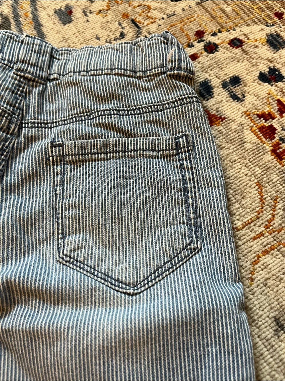 Oshkosh B’gosh Size 6 Hickory Navy Striped Pants, Adjustable Waist Cotton